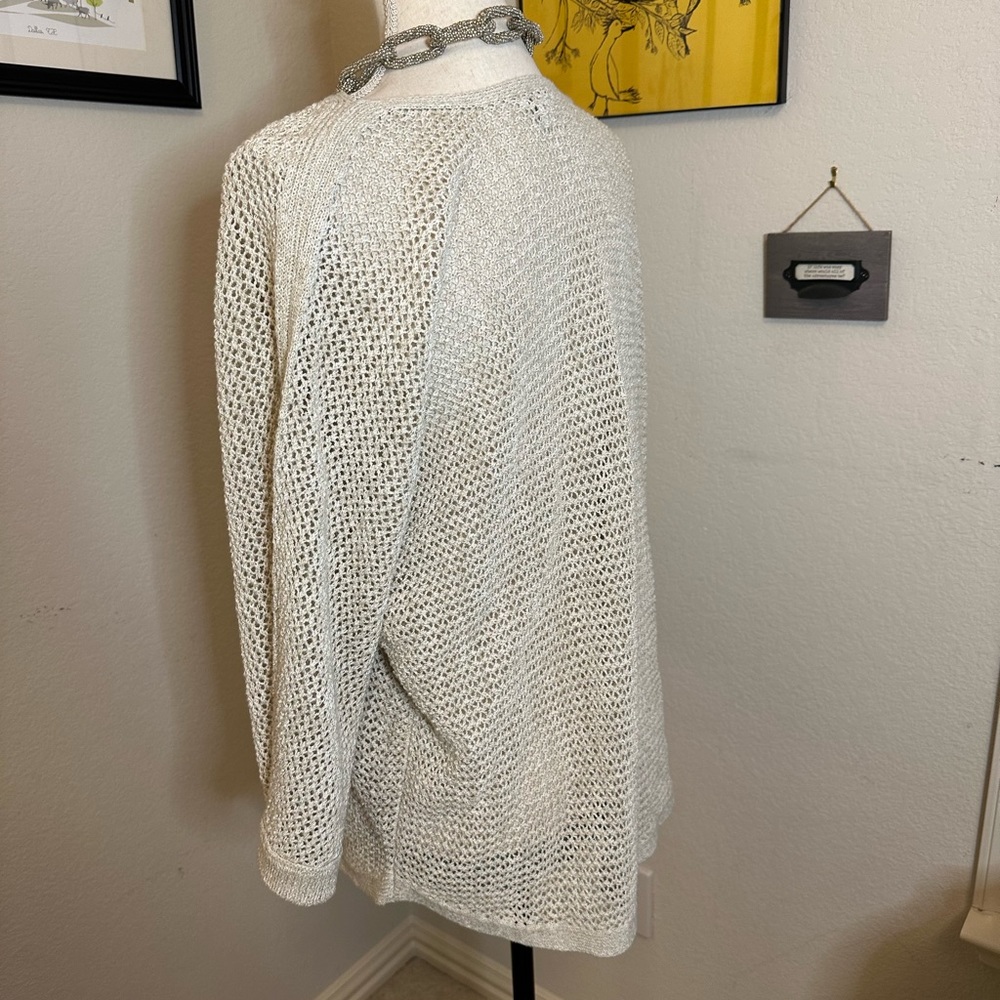 J jill fishnet open weave sweater size L - Picture 4 of 4